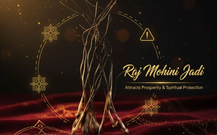 Authentic Raj Mohini Attraction Jadi flat lay product view