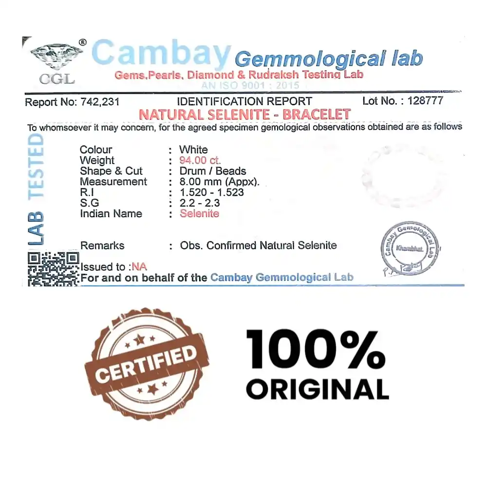 selenite bracelet lab certificate selenite bracelet lab certificate