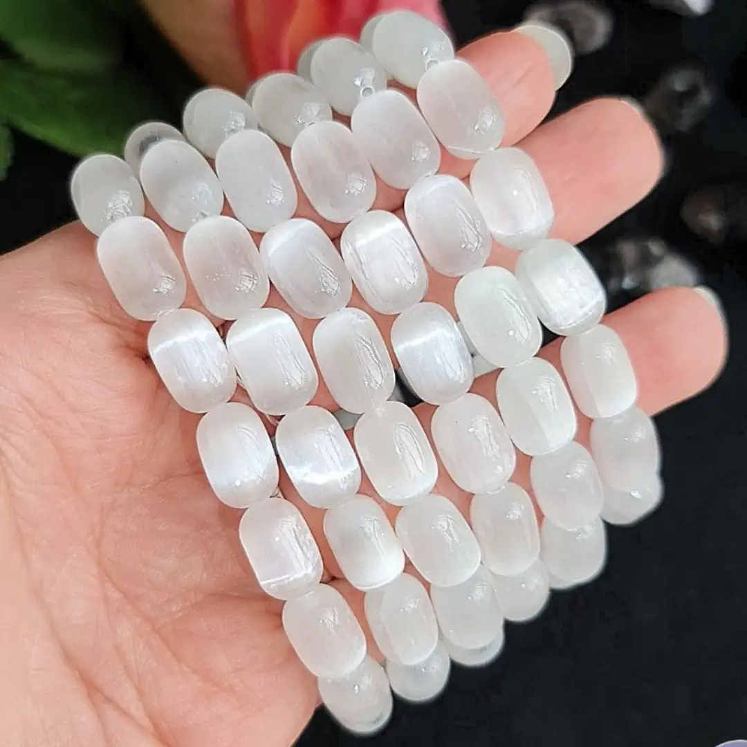 selenite bracelet oval shape natural selenite bracelet