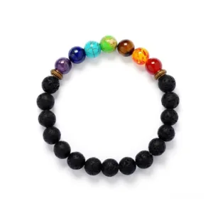 seven chakras lava stone bracelet