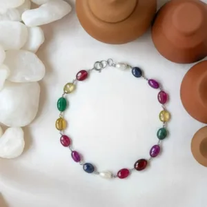 navratna bracelet silver