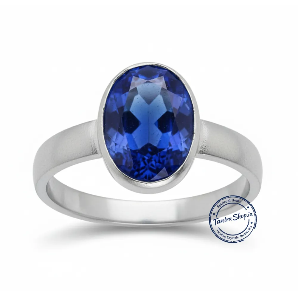 natural nilam in silver ring natural nilam in silver ring