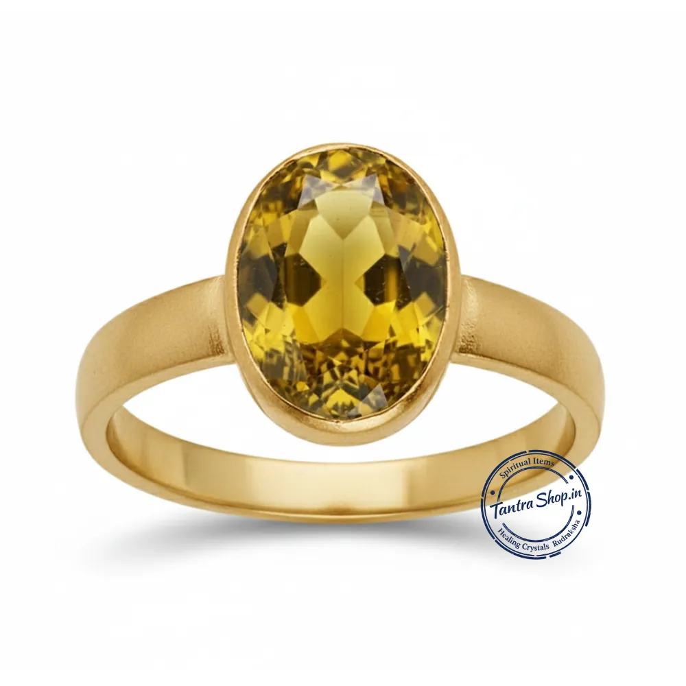 natural pukhraj in panchdhatu ring natural pukhraj in panchdhatu ring