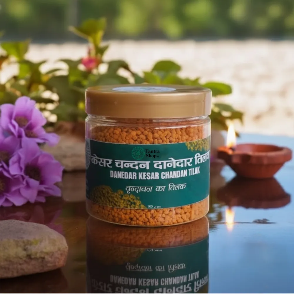 Ashtagandh Chandan Tilak applied on forehead for spiritual energy and protection