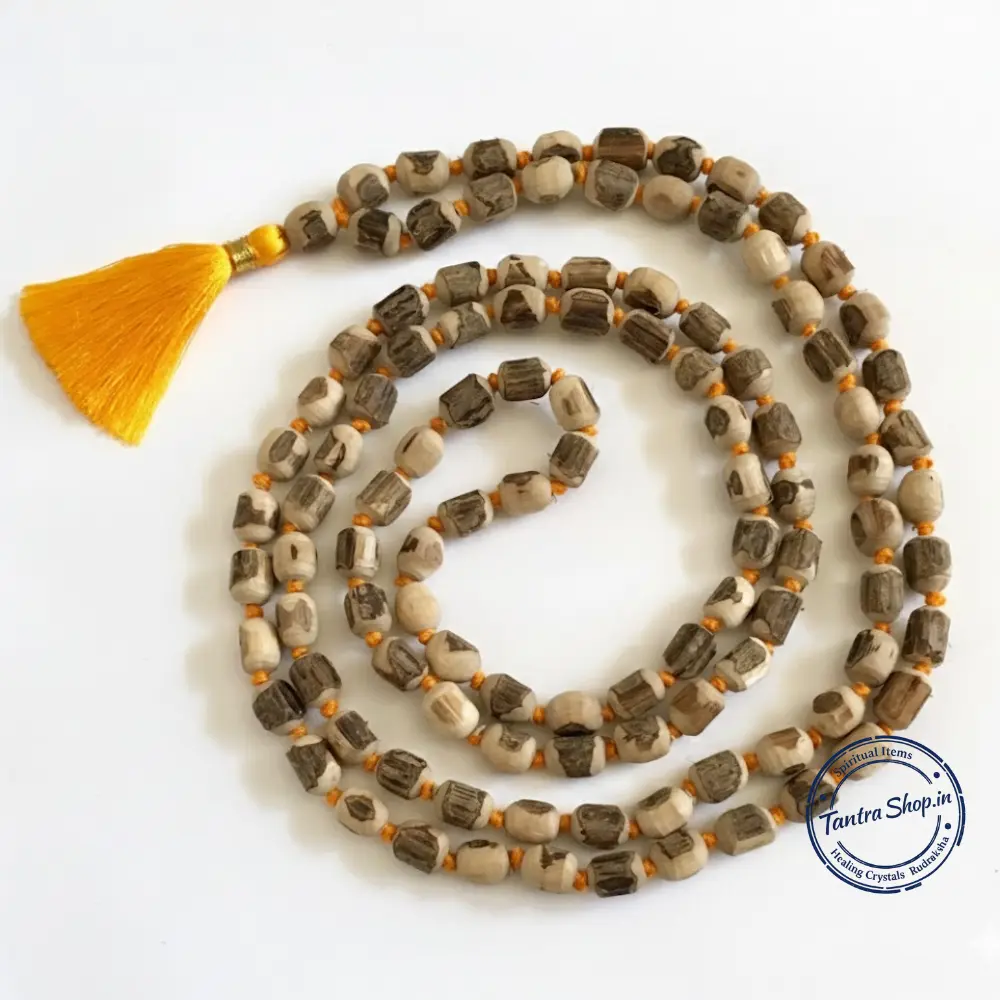 vrindavan-iskcon-tulsi-jaap-mala-original Handcrafted original Tulsi Mala with round beads for Krishna Japa, chanting, and spiritual protection