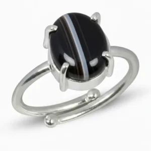 Black sulemani hakik silver ring natural