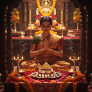 Dhan Laxmi pyramid orgonite with shree yantra gomti chakra rudraksha