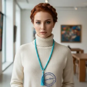 Firoza turquoise stone mala wearing spiritual energy