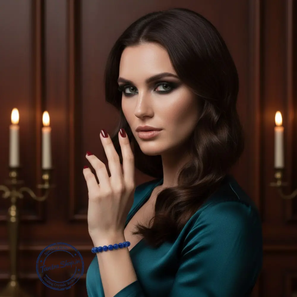 Kyanite Stone Bracelet for Daily Wear & Calm Energy Kyanite stone bracelet wearing hand natural