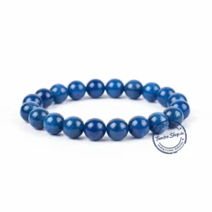 Natural kyanite stone bracelet flat lay spiritual