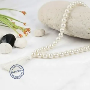 Close up natural pearl moti mala beads texture