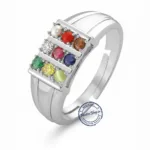 Navratna Navgraha ring top view nine gemstone arrangement