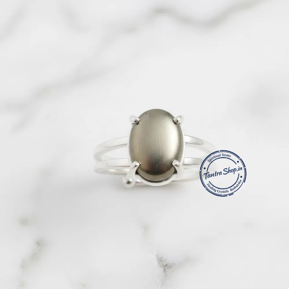 Original Pyrite Stone Silver Ring – Close-Up Detail Close up natural pyrite stone silver ring texture