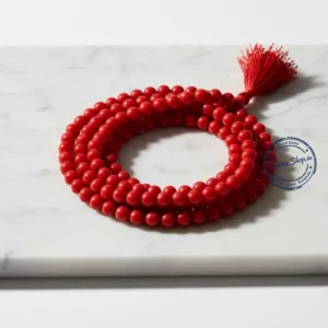 Natural red coral mala flat lay original munga