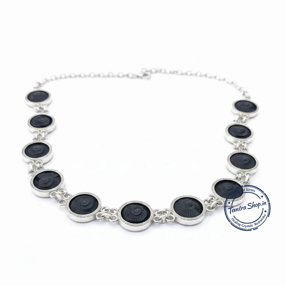 Sudarshan Shaligram Beads Close-Up – Original Chakra Marks Close up sudarshan shaligram mala chakra markings original