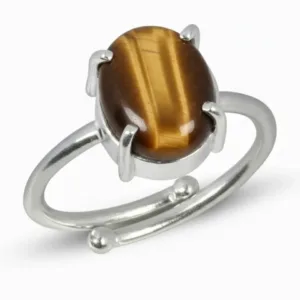 Tiger eye stone silver ring natural original