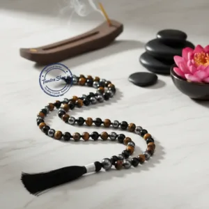 Close up natural tripal protection mala beads texture