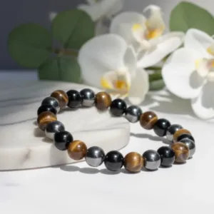 Close up natural triple protection bracelet stone texture