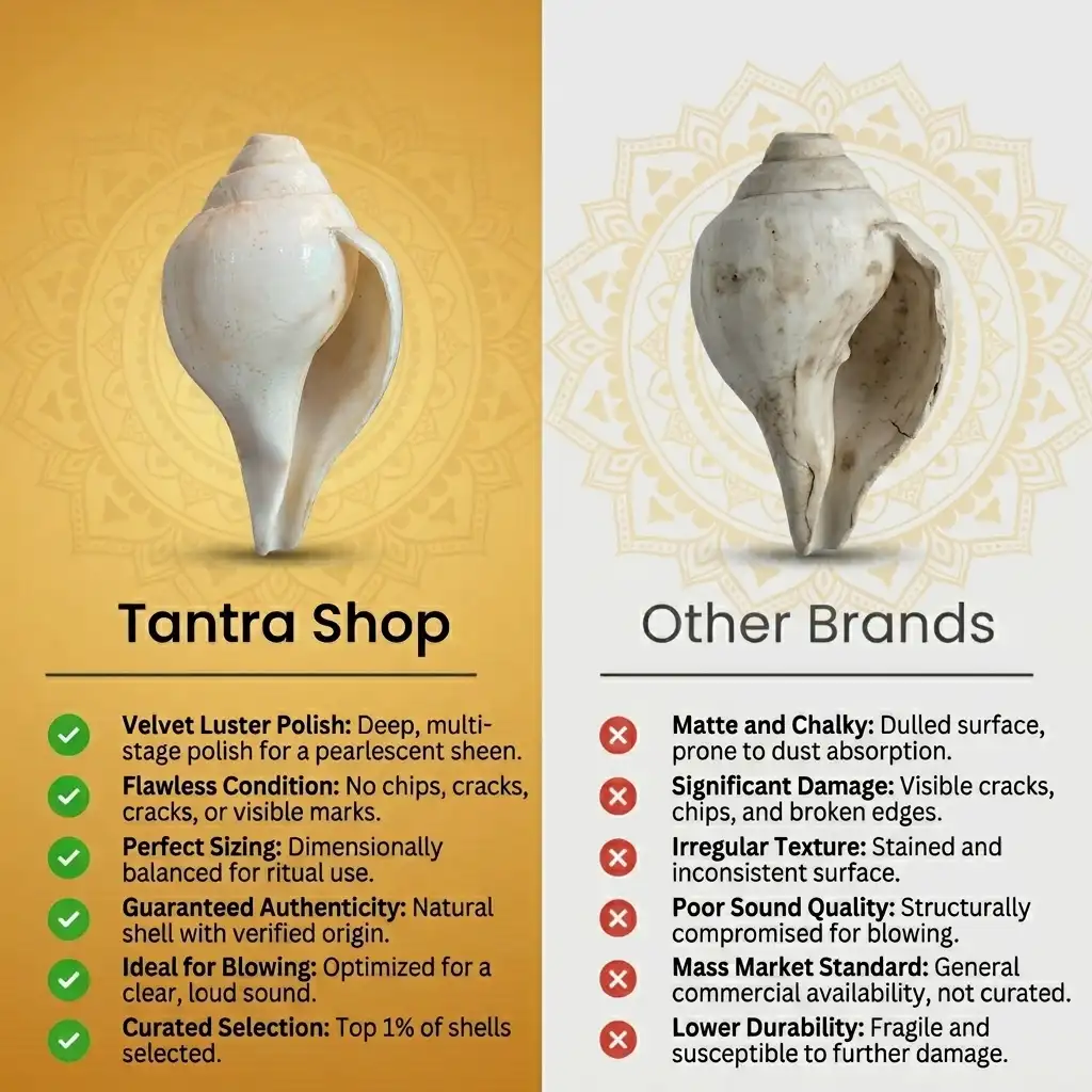Blowing Shankh – Tantra Shop vs Other Brand Quality Comparison Blowing shankh comparison tantra shop vs other brand original conch