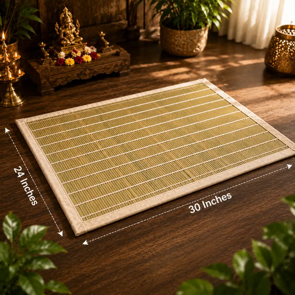 Natural darbha grass meditation mat top view