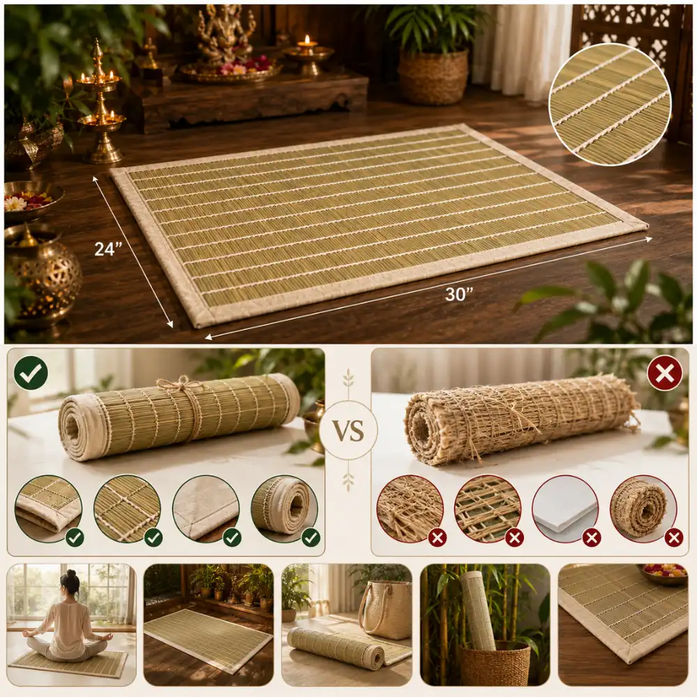 Premium Handmade Kusha Grass Aasan Premium handmade kusha grass aasan display