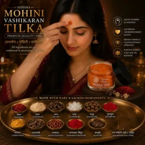 Applying Siddha Mohini Tilak on forehead during worship
